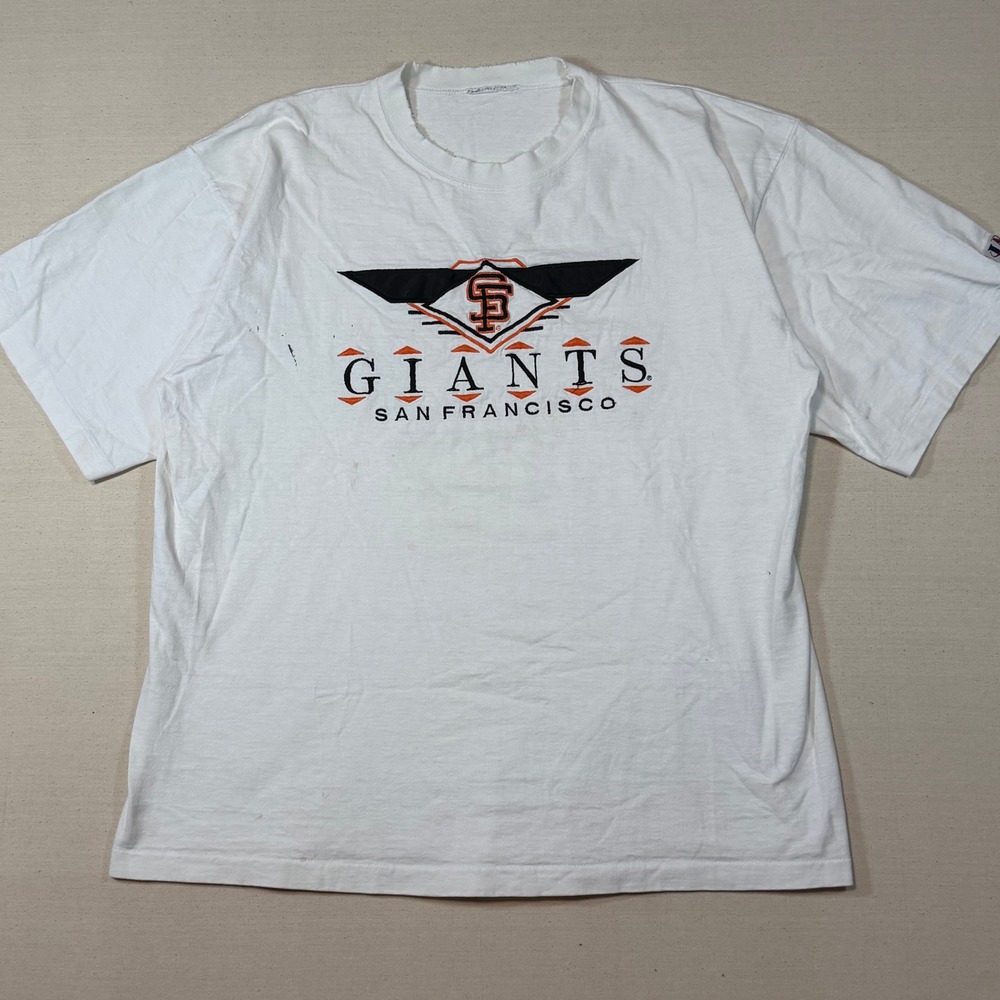 Vintage San Francisco Giants T-Shirt White Distressed MLB Baseball Tee Size XL